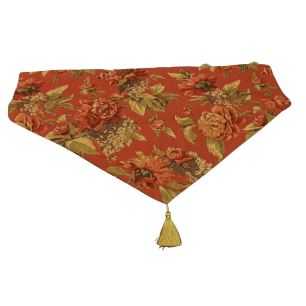 Croscill Home Serena Ascot Valance Floral Print Tasseled Luxe Boho 40 x 25" New